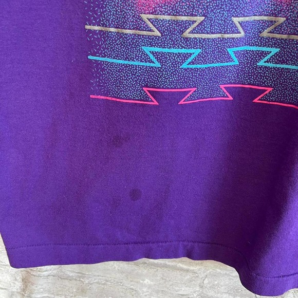 Vintage 80s Boho Feather Puff Paint Graphic Tee - Picture 3 of 5